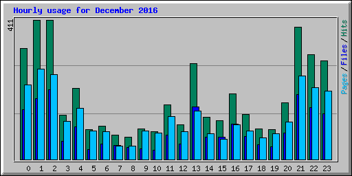 Hourly usage for December 2016